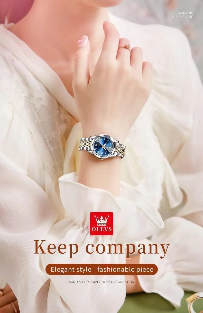 Watches for peninsula commerce folklore Womens Silver Ladies Stainless Steel Waterproof Small Wrist Watches Diamond White Date Dial OLEVS 