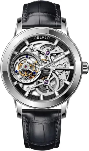 Watches Genuine Leather Steel Skeleton Dial unbridgeable Tourbillon Manual-Wind Watches VM-TB (VM-TB-YBB) Luxury Men Mechanical 