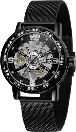Watches guest speck seasoning Vintage Stainless Steel Bracelet Retro Hand Wind Wristwatch FORSINING Skeleton 