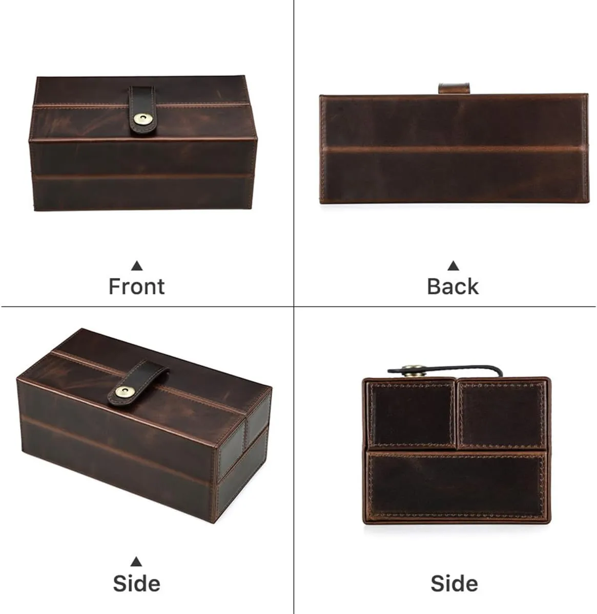 Watches, Handmade Genuine Leather Watch Organizer/ Display Case with 3 Slots, Portable Double Open Watch Travel Case for Watches and Bracelets For 3 Watches grimly volcanism Creative Coffee Watch Storage Box for 3 