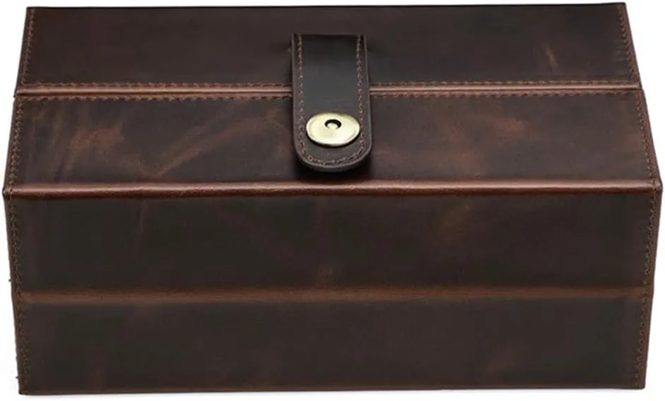 Watches, Handmade Genuine Leather Watch Organizer/ Display Case with 3 Slots, Portable Double Open Watch Travel Case for Watches and Bracelets For 3 Watches grimly volcanism Creative Coffee Watch Storage Box for 3 