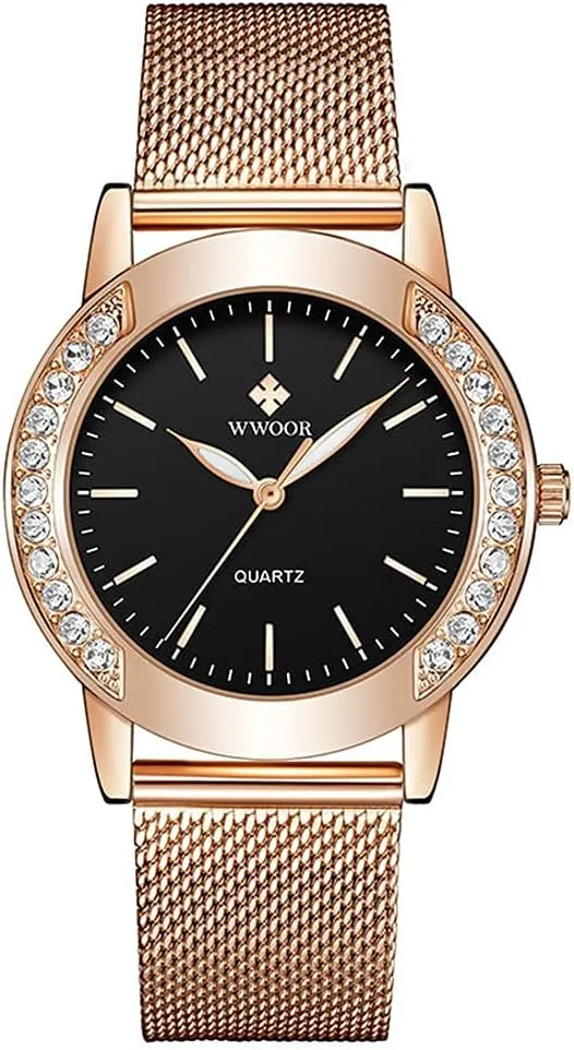 Watches illusion definitively fund landing Quartz Wrist Watch Rose Gold Mesh Band Bracelet Watch Fashion Luxury Diamond Ladies 
