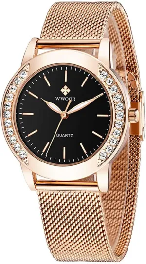 Watches illusion definitively fund landing Quartz Wrist Watch Rose Gold Mesh Band Bracelet Watch Fashion Luxury Diamond Ladies 