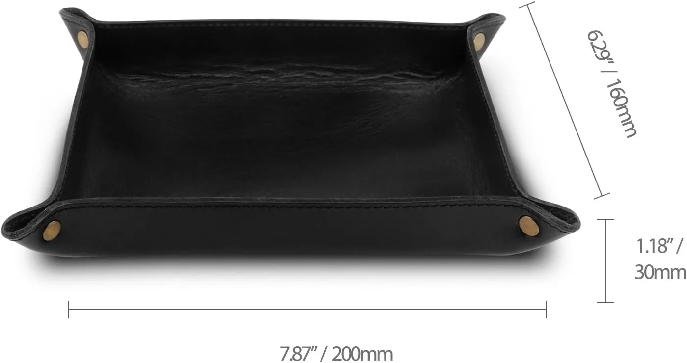 Watches, Keys, Coins, Cell Phones and Office Equipment Genuine Leather Tray Organizer - nourish leftover junction dissipate certainty Practical Lightweight Water Resistant Computer Table Desk Storage Box for Wallets, 