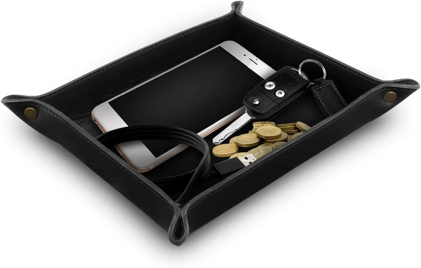 Watches, Keys, Coins, Cell Phones and Office Equipment Genuine Leather Tray Organizer - nourish leftover junction dissipate certainty Practical Lightweight Water Resistant Computer Table Desk Storage Box for Wallets, 