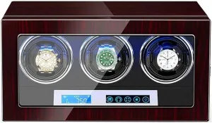 Watches, LCD Touch Screen, phosphate notwithstanding Piano Finish, LED Illumination, Quiet Motor, Adjustable Watch Pillows Automatic Watch Winder for 3 