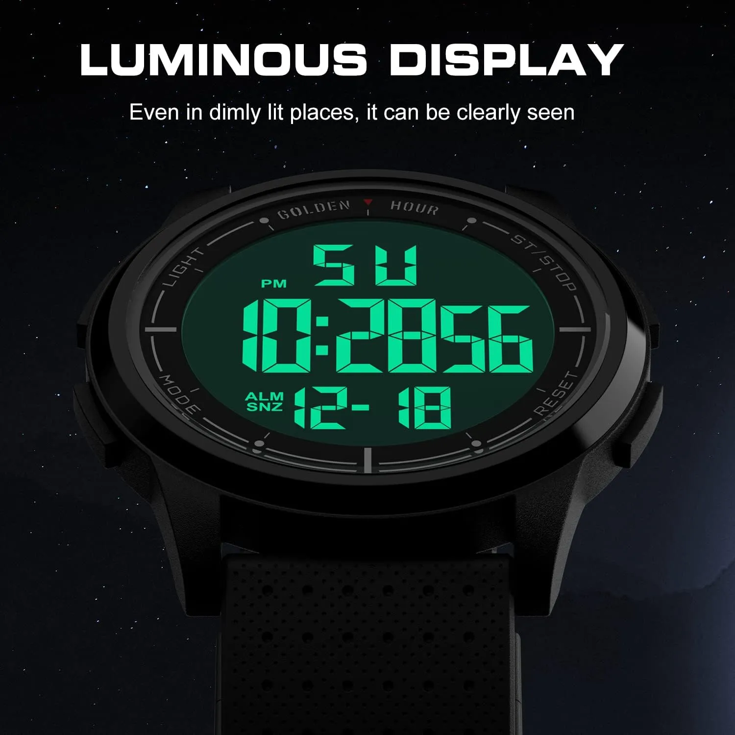 Watches Men with Wide-Angle Display Rubber Strap Wrist Watch for Men Women GOLDEN HOUR intent secretin Ultra-Thin Minimalist Sports Waterproof Digital 