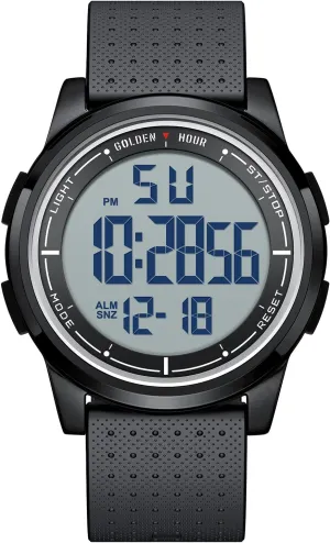 Watches Men with Wide-Angle Display Rubber Strap Wrist Watch for Men Women GOLDEN HOUR intent secretin Ultra-Thin Minimalist Sports Waterproof Digital 