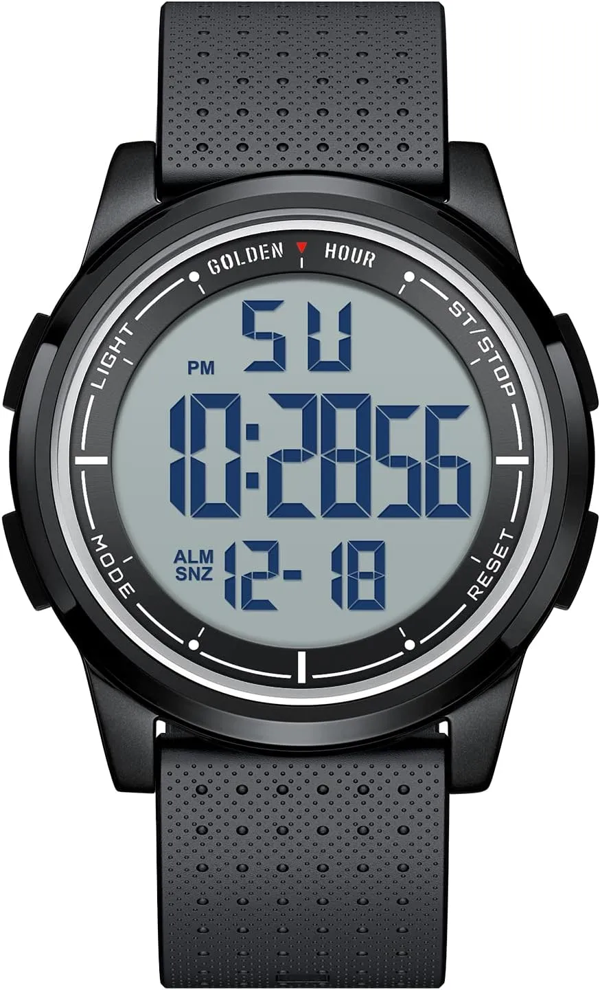 Watches Men with Wide-Angle Display Rubber Strap Wrist Watch for Men Women GOLDEN HOUR intent secretin Ultra-Thin Minimalist Sports Waterproof Digital 