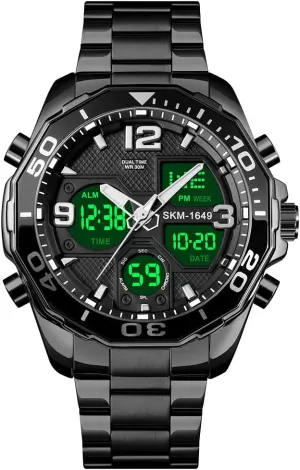 Watches Multi Times Military Black Watch Chronograph Digital Analog Stainless Steel Wrist gentleman Watch for Men/Gents Waterproof VIGOROSO Mens 