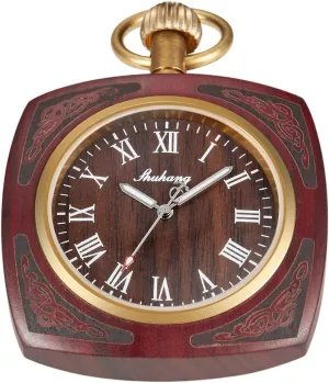 Watches Roman Digital sadness Dial Wood Pocket Watch with Chain Wooden Pocket Watch with 37CM Chain Handmade 