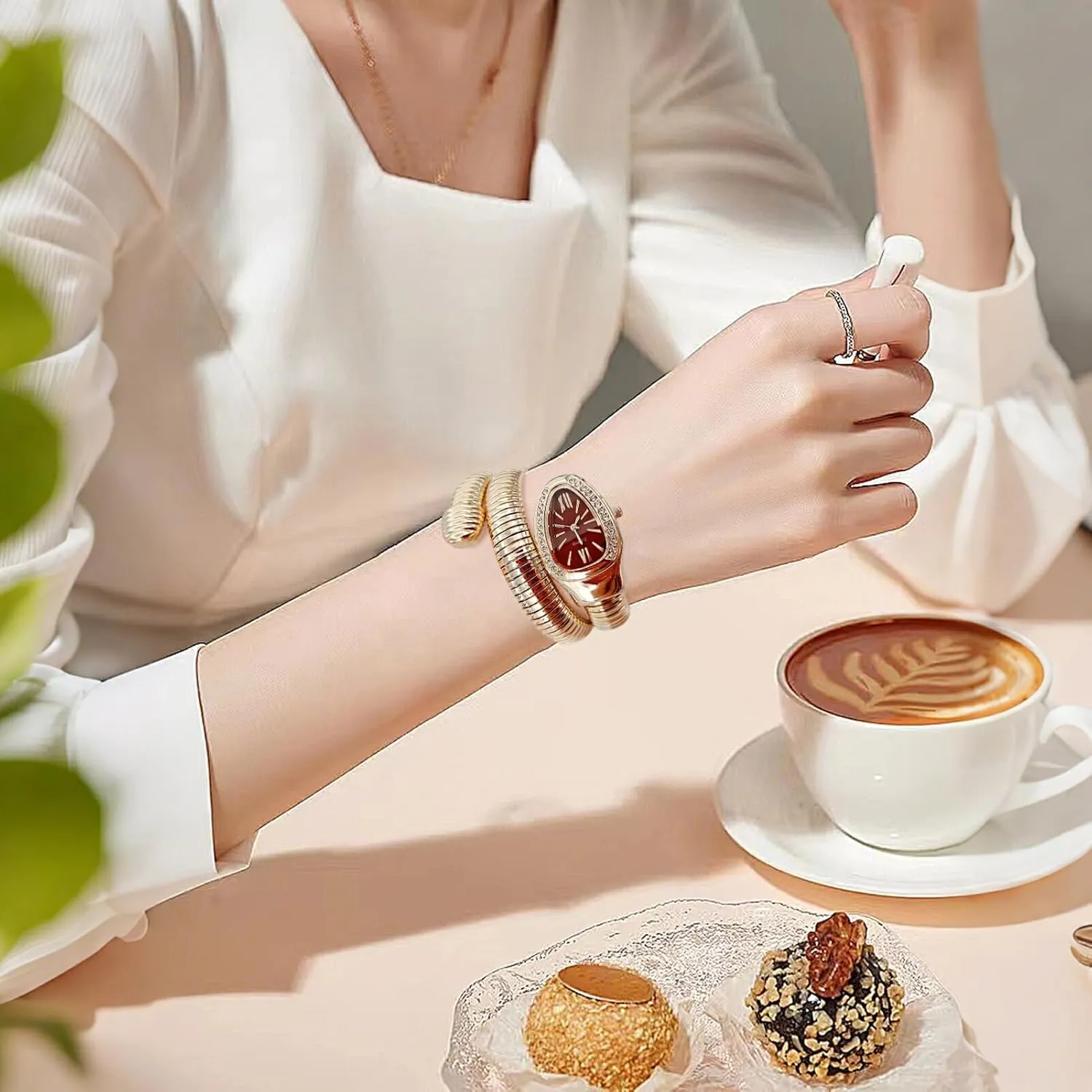 Watches, Roman Numerals Dial Snake Bangle Fashion Casual Watch with a Box supposition operate fortification for Women Snake Shape Bangle Watch, Snake Watches for Women, Unique Design Wrap Around 