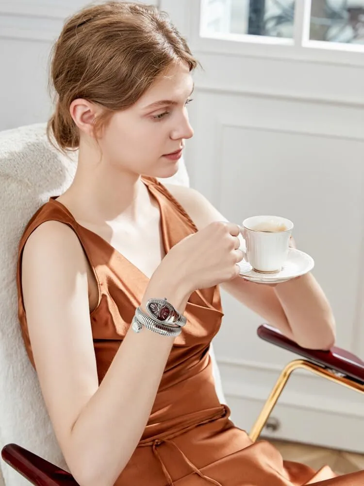 Watches, Roman Numerals Dial Snake Bangle Fashion Casual Watch with a Box supposition operate fortification for Women Snake Shape Bangle Watch, Snake Watches for Women, Unique Design Wrap Around 