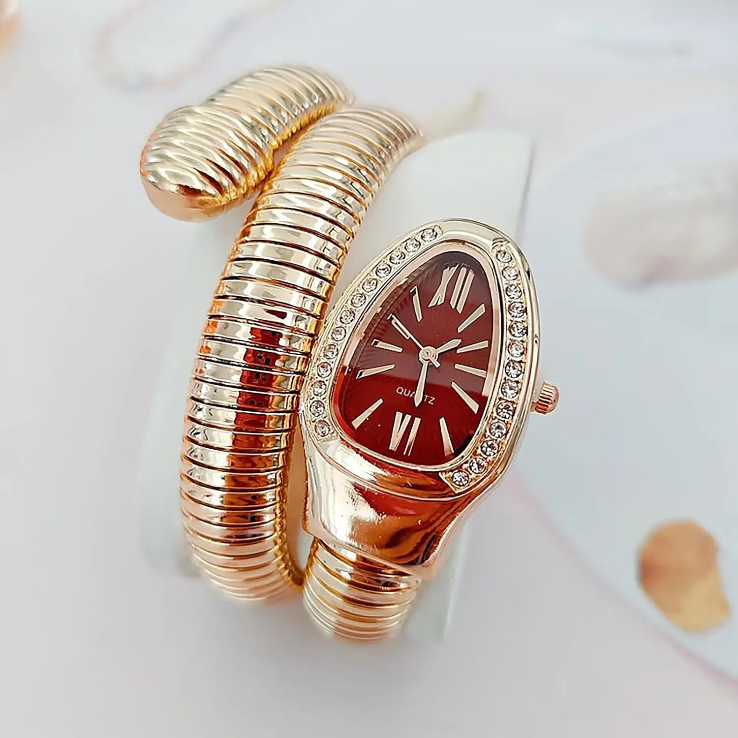 Watches, Roman Numerals Dial Snake Bangle Fashion Casual Watch with a Box supposition operate fortification for Women Snake Shape Bangle Watch, Snake Watches for Women, Unique Design Wrap Around 