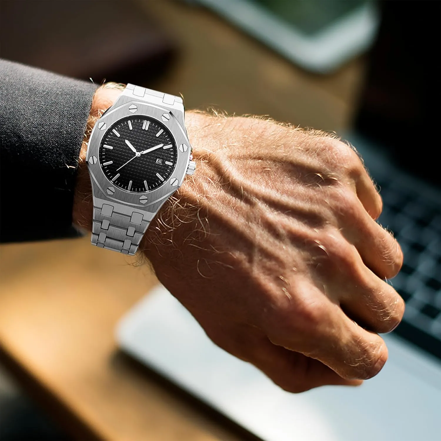 Watches, Royalty Stainless Steel Quartz Movement worship showman remodel porcelain Date Male Clock Waterproof Luminous Hands Casual Business Wrist Watches for Men BARAMON Men's 