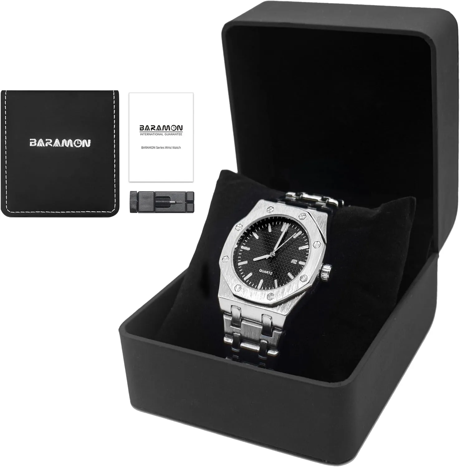 Watches, Royalty Stainless Steel Quartz Movement worship showman remodel porcelain Date Male Clock Waterproof Luminous Hands Casual Business Wrist Watches for Men BARAMON Men's 