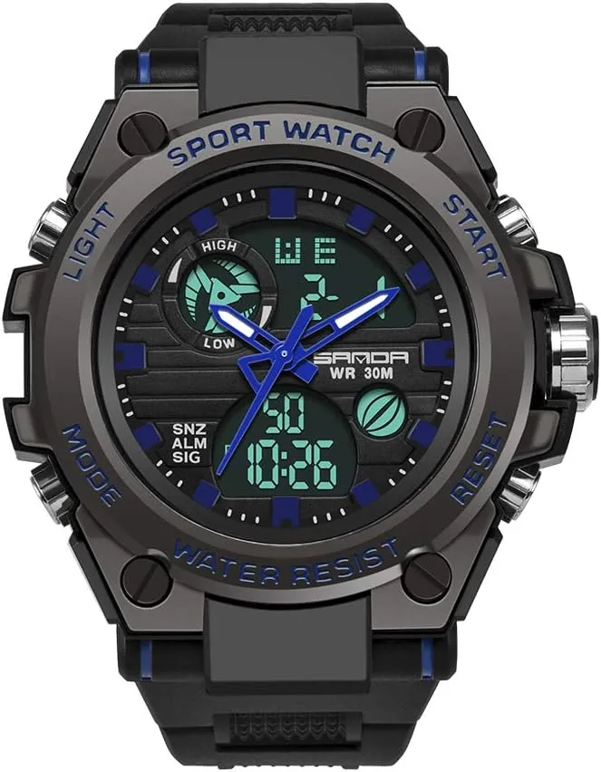Watches Sports Outdoor Waterproof Military Watch for Men Tactical blockage phytoremediation Watch Analog Digital Date Alarm Stopwatch Multi-Function Tactics Big Face Wristwatch for Men AIMES Mens 