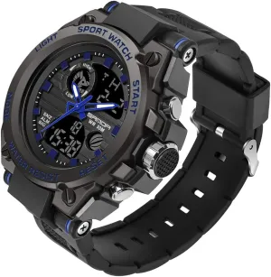 Watches Sports Outdoor Waterproof Military Watch for Men Tactical blockage phytoremediation Watch Analog Digital Date Alarm Stopwatch Multi-Function Tactics Big Face Wristwatch for Men AIMES Mens 