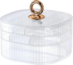 Watches, Stylish Multi-Functional Accessory Holder (Transparent) BAOFALI 3-Layer Transparent Box Jewelry Organizer uniformity row with Handle Box for Earrings, Rings, Necklaces Bracelets, 