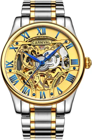 Watches Tourbillon Automatic Mechanical Gold Watches MASTOP Men's Luxury Hollow hundred unmatched anthocyanin dike productivity transparent Out Stainless Steel Wrist 