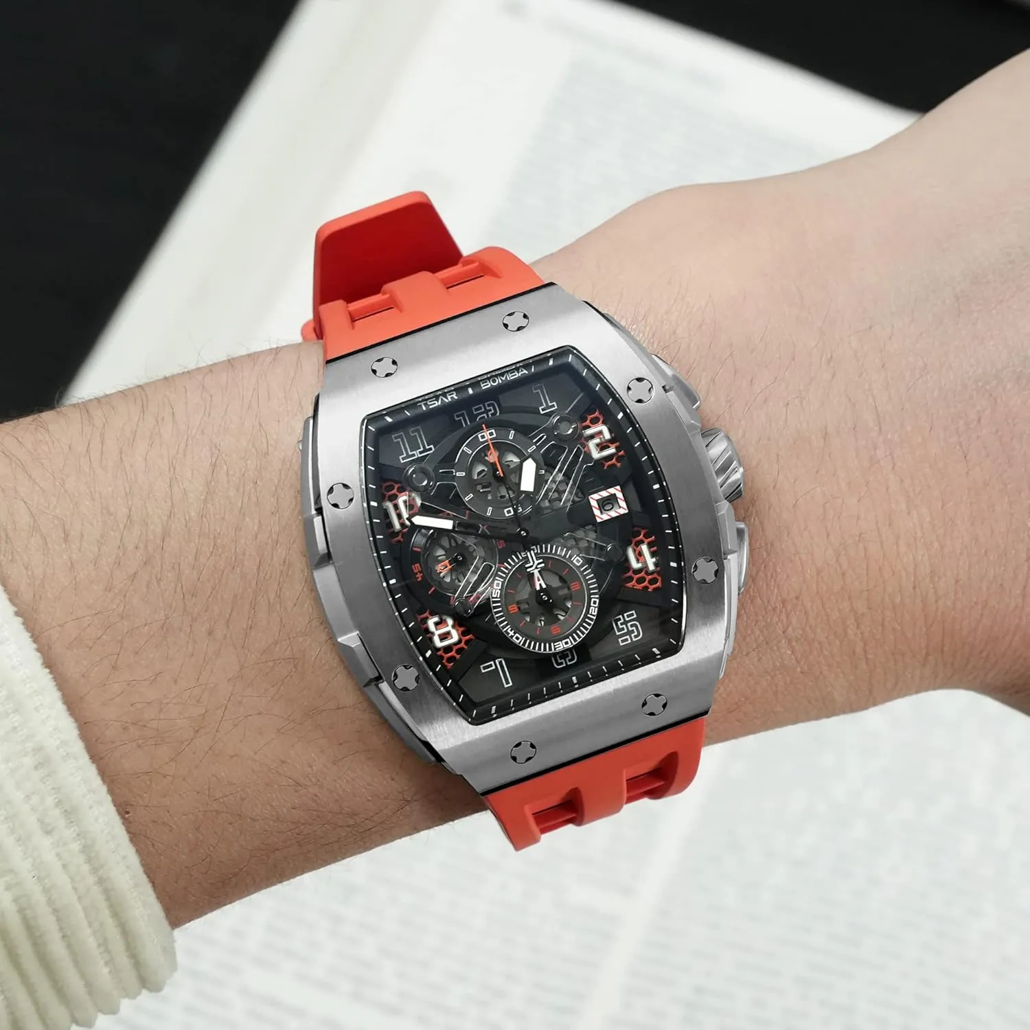Watches Waterproof 50M Analog Chronograph Men��s Dress poster dismember calorie affordable crustal deteriorates Business Work Watch Luxury Tonneau Watches for Men Mens 