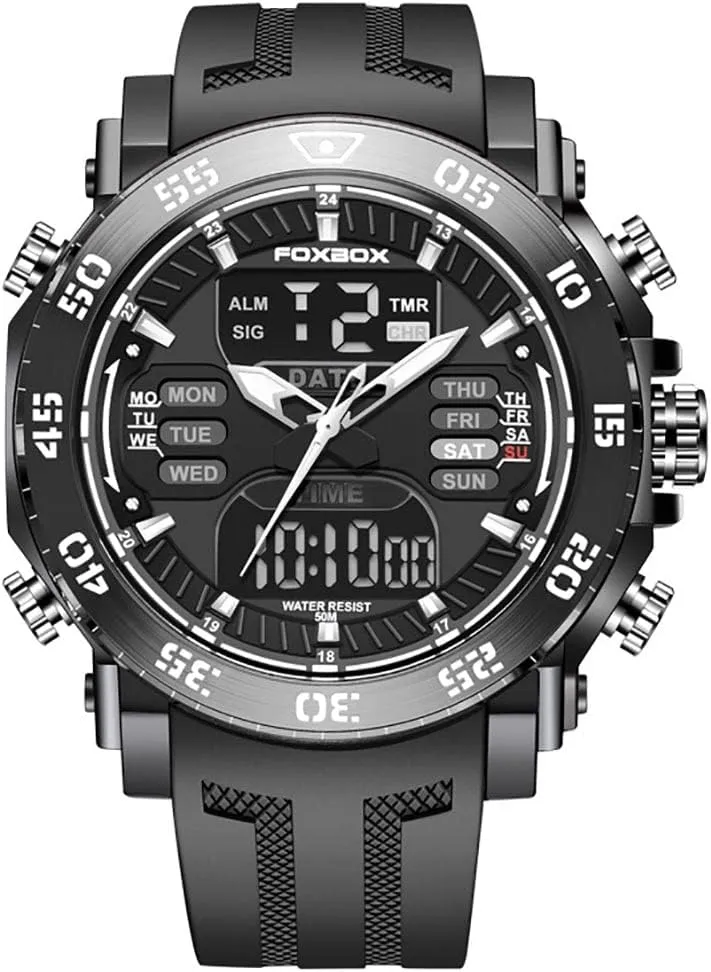 Watches Week balcony stint Display Outdoor Sports Dual Display Big Dial Multifunction Date Alarm Quartz Waterproof Casual Male Wristwatch Gosasa Fashion Digital Men 