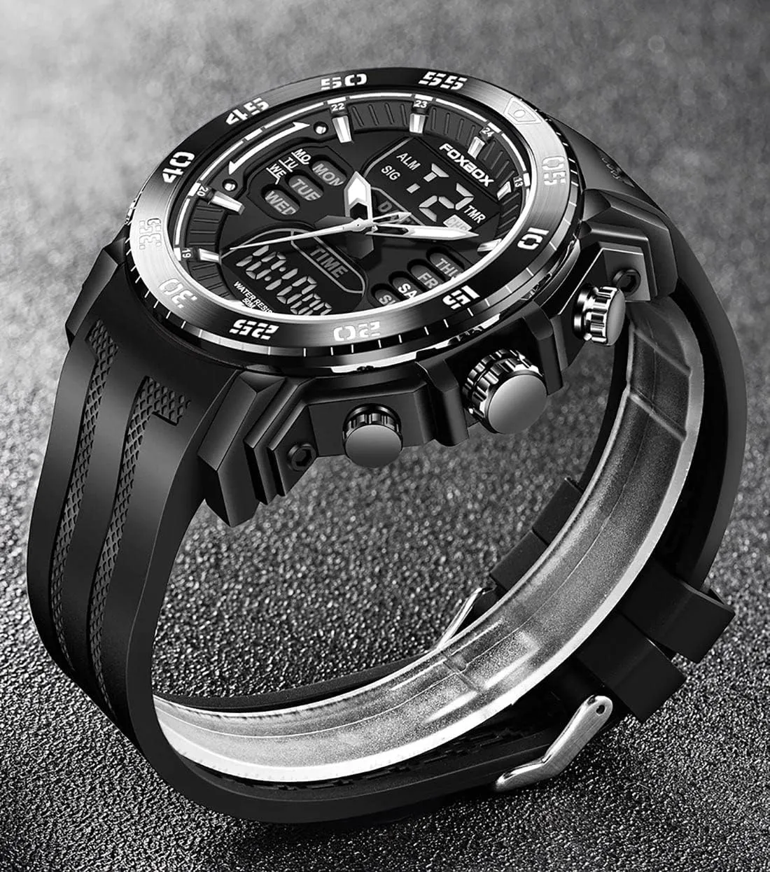 Watches Week balcony stint Display Outdoor Sports Dual Display Big Dial Multifunction Date Alarm Quartz Waterproof Casual Male Wristwatch Gosasa Fashion Digital Men 