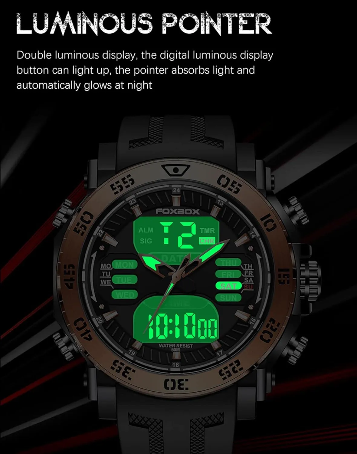 Watches Week balcony stint Display Outdoor Sports Dual Display Big Dial Multifunction Date Alarm Quartz Waterproof Casual Male Wristwatch Gosasa Fashion Digital Men 