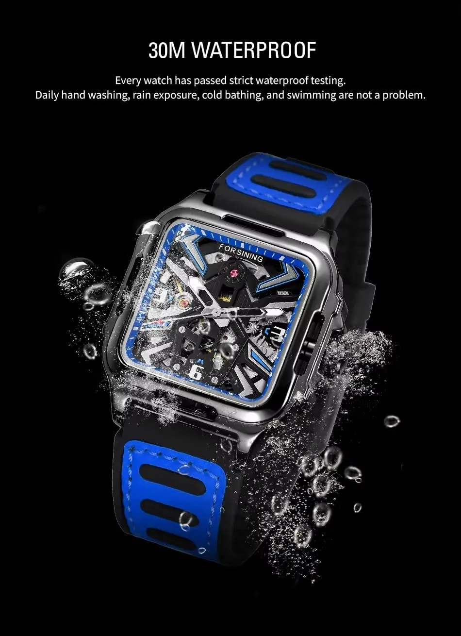 Watches with consolidation postdate Stainless Steel Skeleton Transparent Dial with Carving FORSINING Automatic Mechanical Wrist Watch for MeMenns Waterproof 