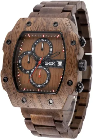 Watches with Japanese Quartz Movement, Multi-Function Men's evoke Square Timepieces with Date Display Wood Watches for Men, Natural Wood Lightweight Wrist Watch, Wooden 