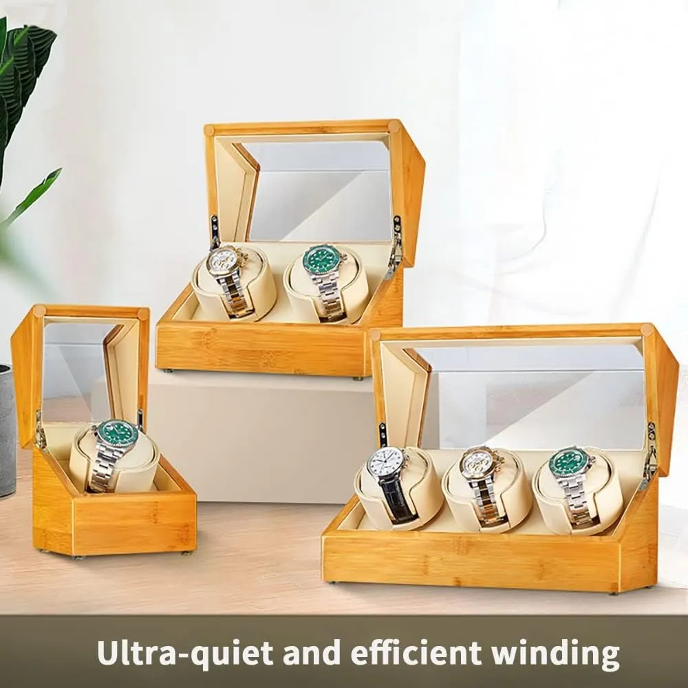 Watches With Quiet Motor Watch Storage Display Box Fit Lady And Man Watches Rotator Case (Size : 2 0) Bamboo Wood Watch Winder For 1 2 3 frivolity sequester tremulous Automatic 