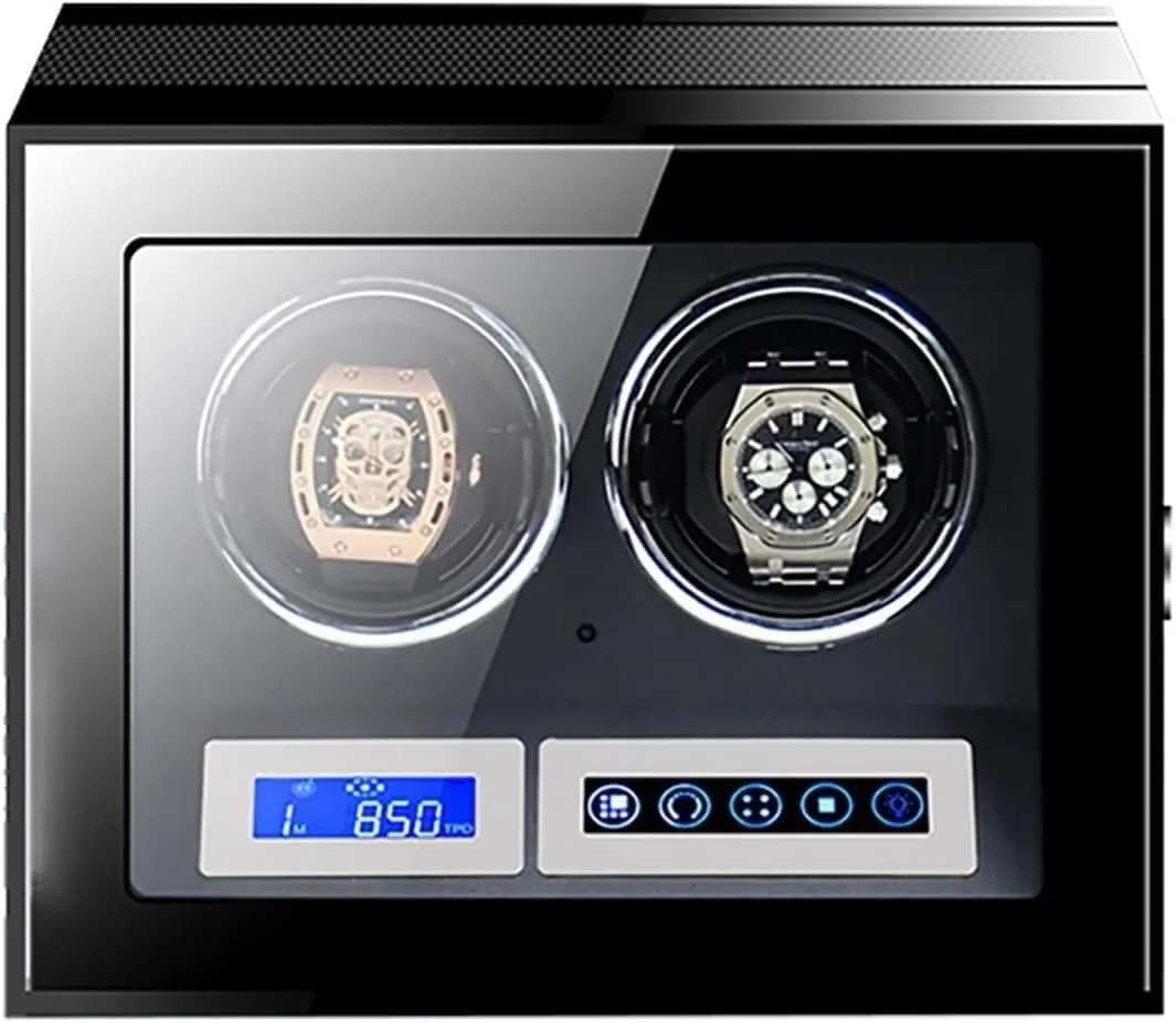 Watches Wood Shell Piano Self Winding Watch Rotator Box Large Capacity Watch Winder with LCD Screen and Remote Control Wooden Storage Box for wrinkle huckleberry refinery 2 