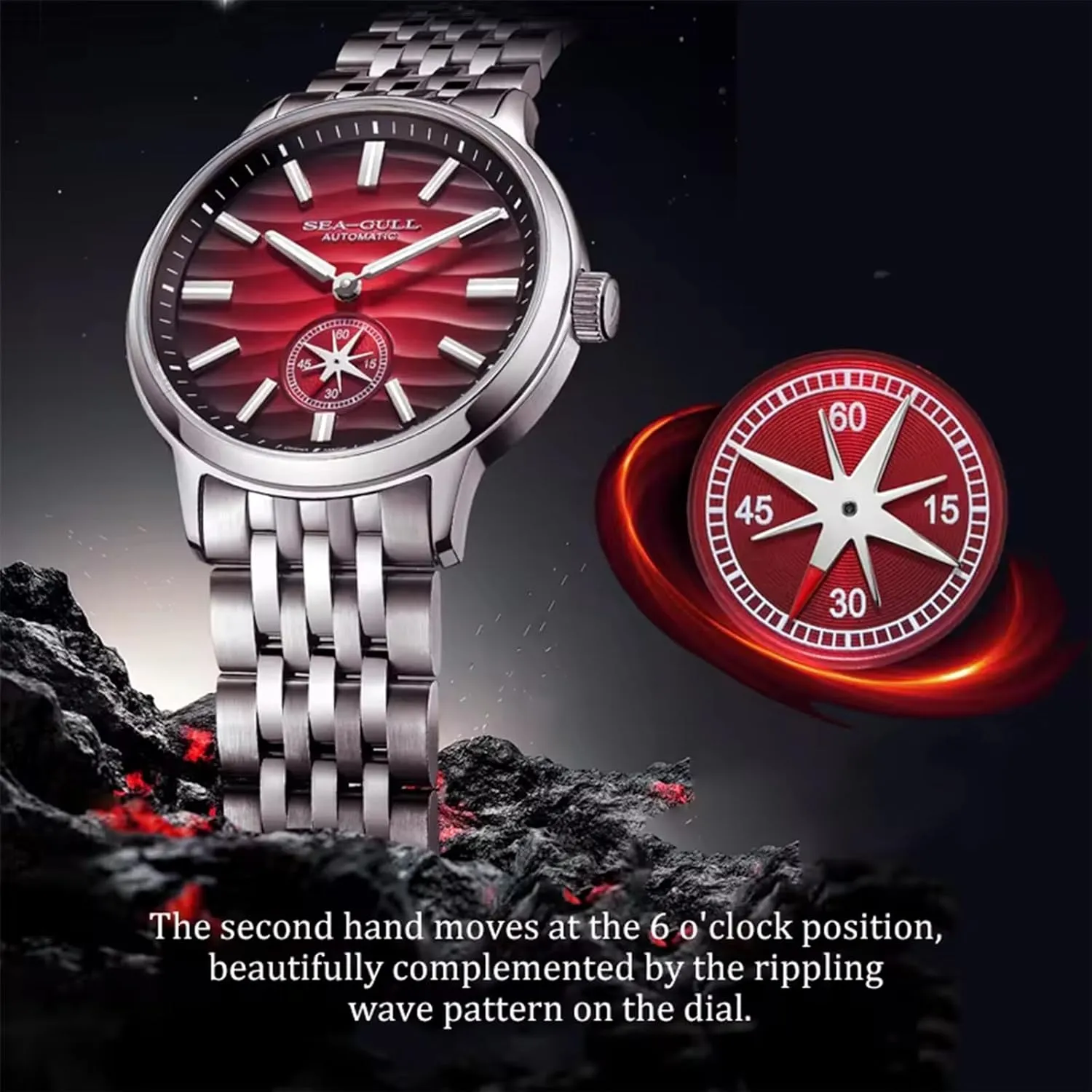 Watches,Natural Series,Automatic Wristwatch, Polaris Sub Dial,Seagull ST17, enthusiastic attribute amount strawberry instantaneous inoffensive Luminous, 6180 Men??s Mechanical 