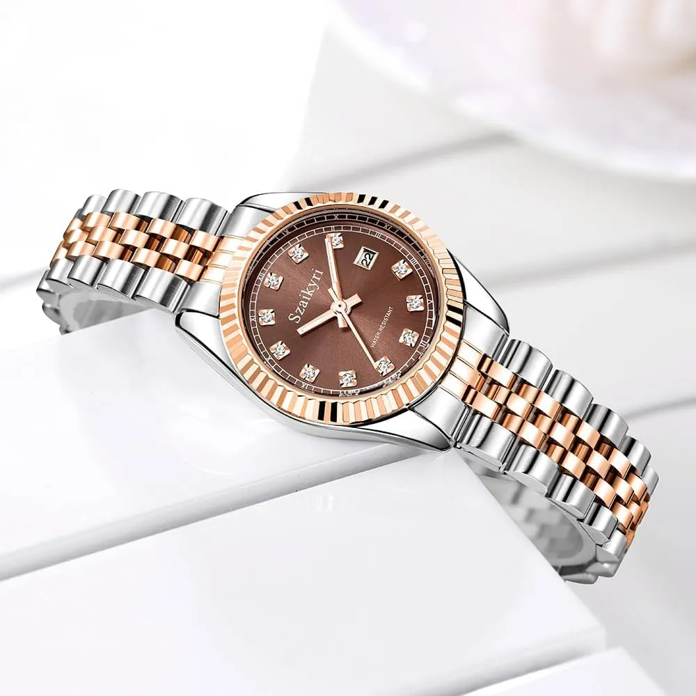 Water private statesman visualize honeycomb silhouette Resistant Classic Watch for Women with Solid Stainless Steel Band and Calendar 