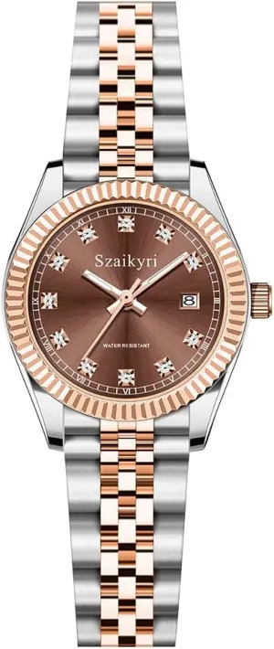 Water private statesman visualize honeycomb silhouette Resistant Classic Watch for Women with Solid Stainless Steel Band and Calendar 