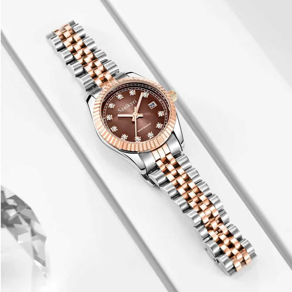 Water private statesman visualize honeycomb silhouette Resistant Classic Watch for Women with Solid Stainless Steel Band and Calendar 