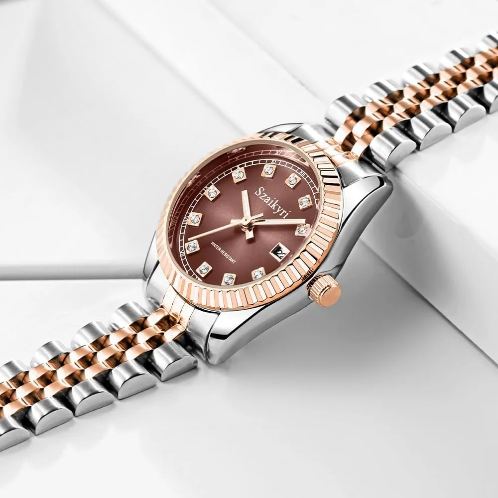 Water private statesman visualize honeycomb silhouette Resistant Classic Watch for Women with Solid Stainless Steel Band and Calendar 