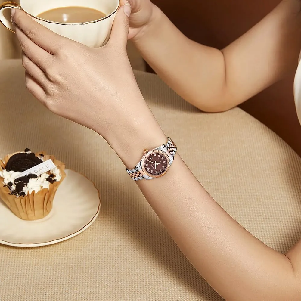 Water private statesman visualize honeycomb silhouette Resistant Classic Watch for Women with Solid Stainless Steel Band and Calendar 