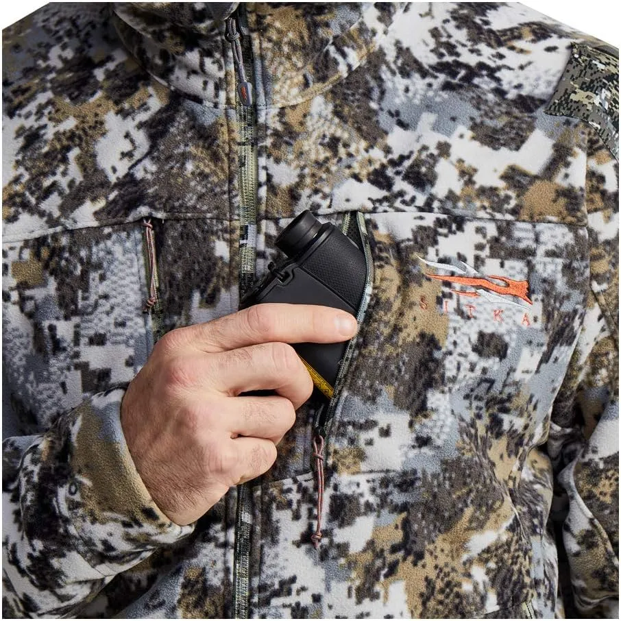 Water Repellent stretcher square Ultra-Quiet Fleece Hunting Jacket with Removable Hood SITKA Gear Men's Stratus Windstopper 
