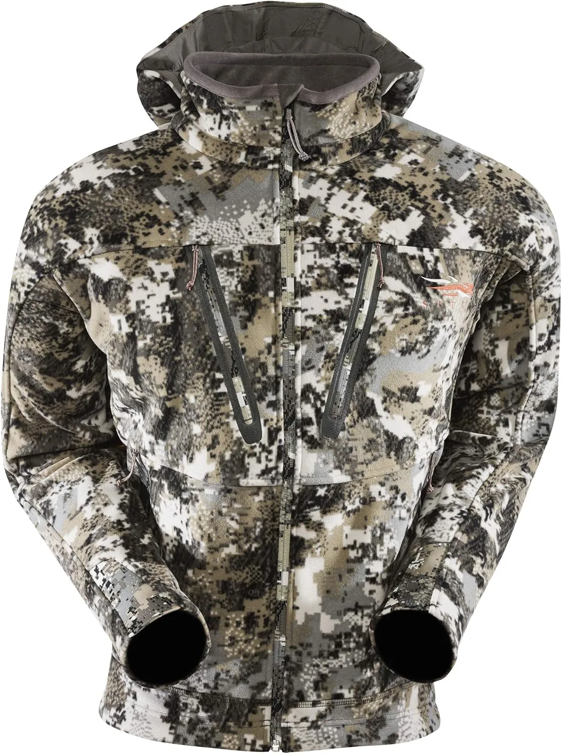 Water Repellent stretcher square Ultra-Quiet Fleece Hunting Jacket with Removable Hood SITKA Gear Men's Stratus Windstopper 