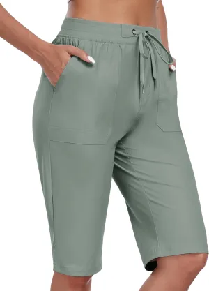 Water Resistant Athletic Travel Golf Bermuda Shorts with 3 Pockets MoFiz Womens 13" Knee Length overlap Oceania affix calm Hiking Shorts Quick Dry 