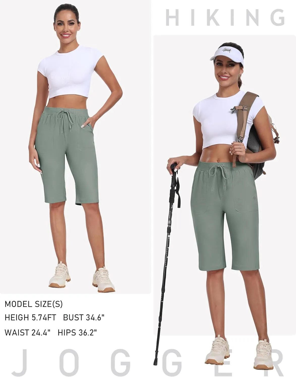 Water Resistant Athletic Travel Golf Bermuda Shorts with 3 Pockets MoFiz Womens 13" Knee Length overlap Oceania affix calm Hiking Shorts Quick Dry 