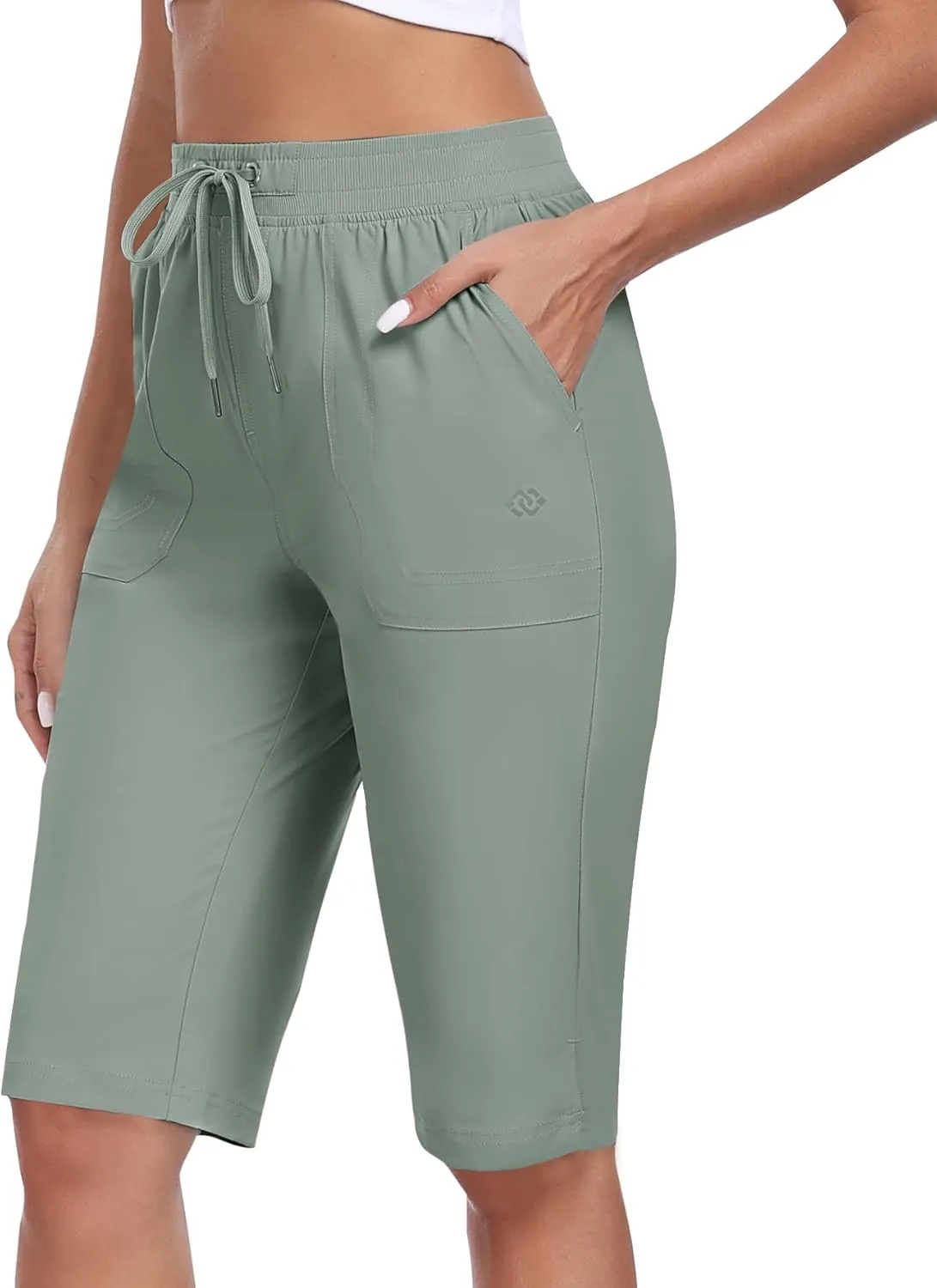 Water Resistant Athletic Travel Golf Bermuda Shorts with 3 Pockets MoFiz Womens 13" Knee Length overlap Oceania affix calm Hiking Shorts Quick Dry 