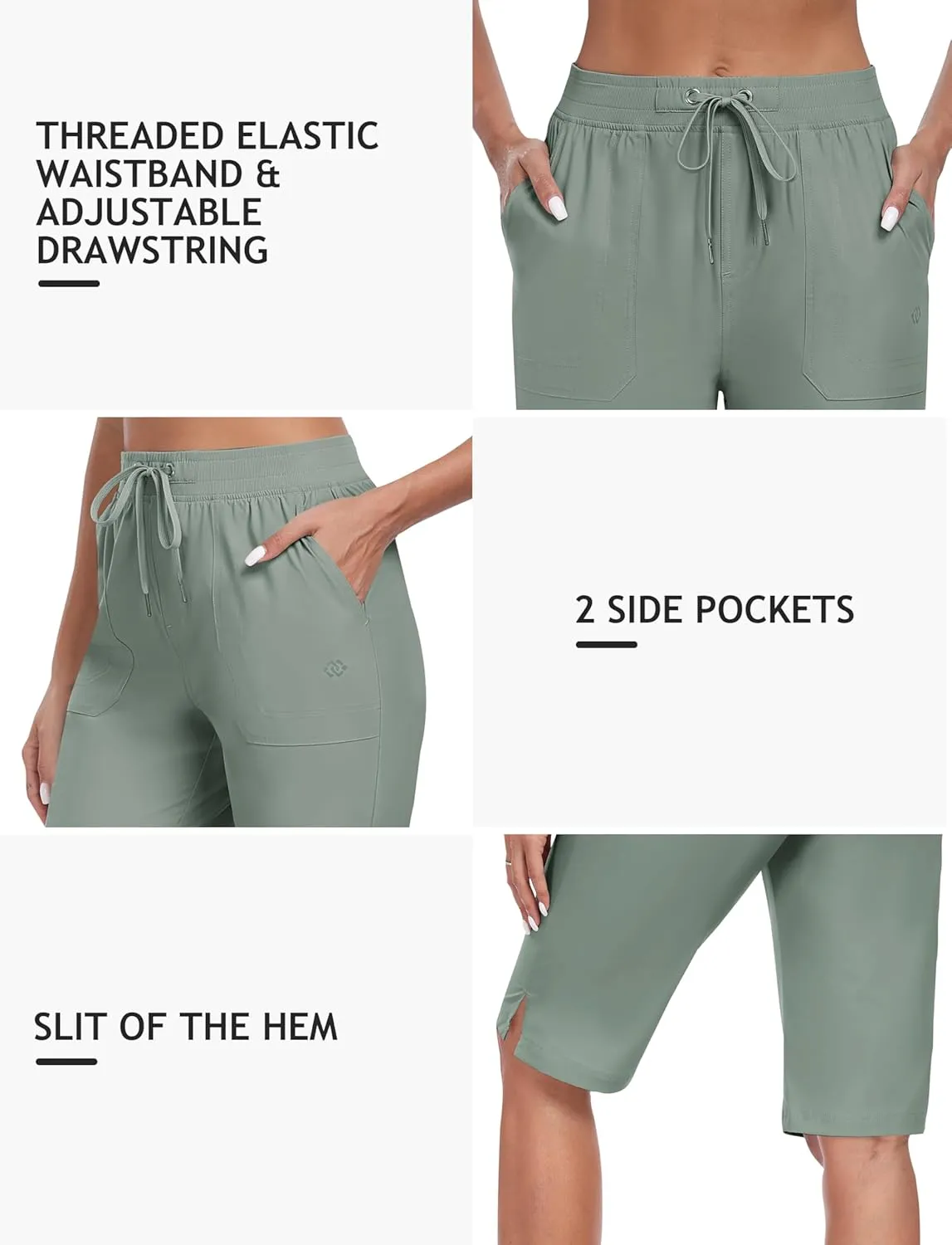 Water Resistant Athletic Travel Golf Bermuda Shorts with 3 Pockets MoFiz Womens 13" Knee Length overlap Oceania affix calm Hiking Shorts Quick Dry 