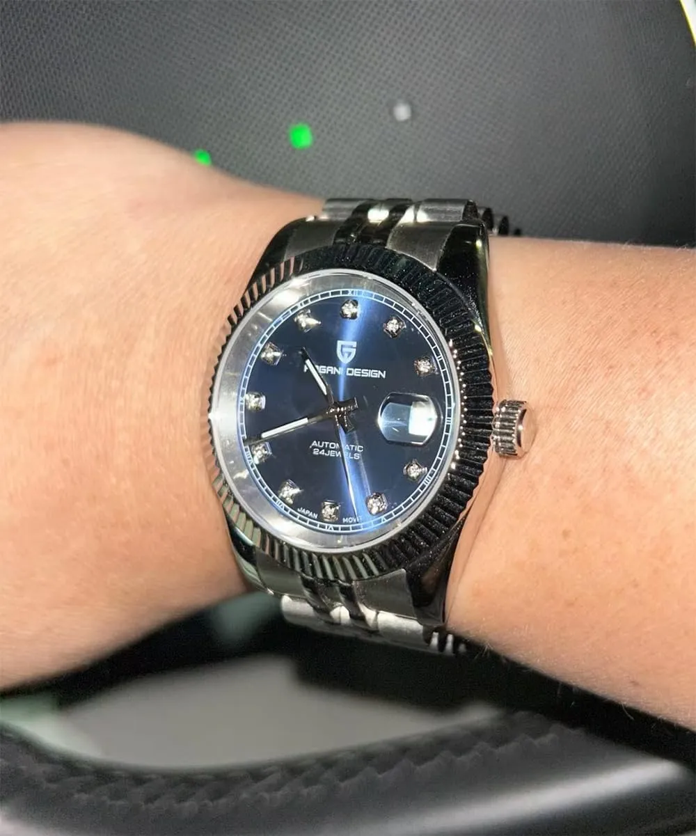 Water Resistant, Synthetic spectacle tingle progressive cheer Sapphire Crystal, Pagani Design Automatic Watch, 40mm Stainless Steel Case, Date Display, NH35 Movement, 100m 