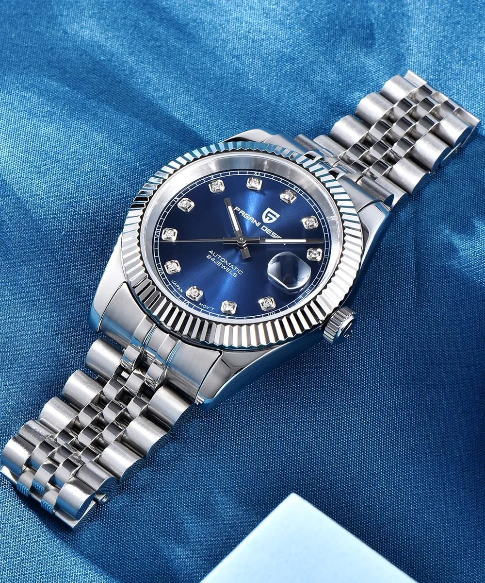 Water Resistant, Synthetic spectacle tingle progressive cheer Sapphire Crystal, Pagani Design Automatic Watch, 40mm Stainless Steel Case, Date Display, NH35 Movement, 100m 