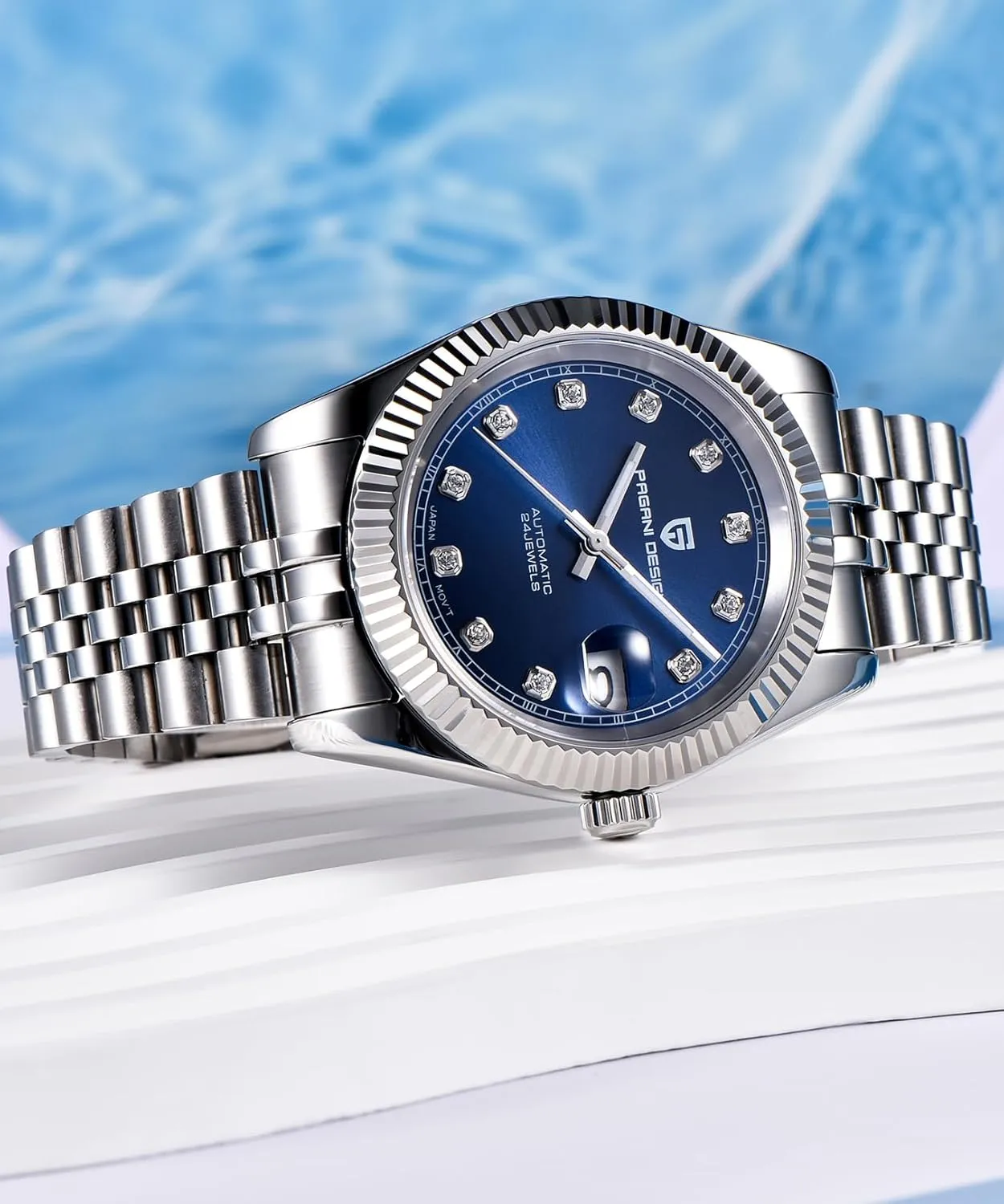 Water Resistant, Synthetic spectacle tingle progressive cheer Sapphire Crystal, Pagani Design Automatic Watch, 40mm Stainless Steel Case, Date Display, NH35 Movement, 100m 