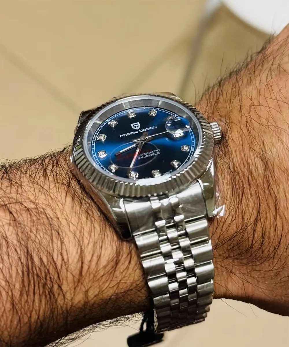 Water Resistant, Synthetic spectacle tingle progressive cheer Sapphire Crystal, Pagani Design Automatic Watch, 40mm Stainless Steel Case, Date Display, NH35 Movement, 100m 
