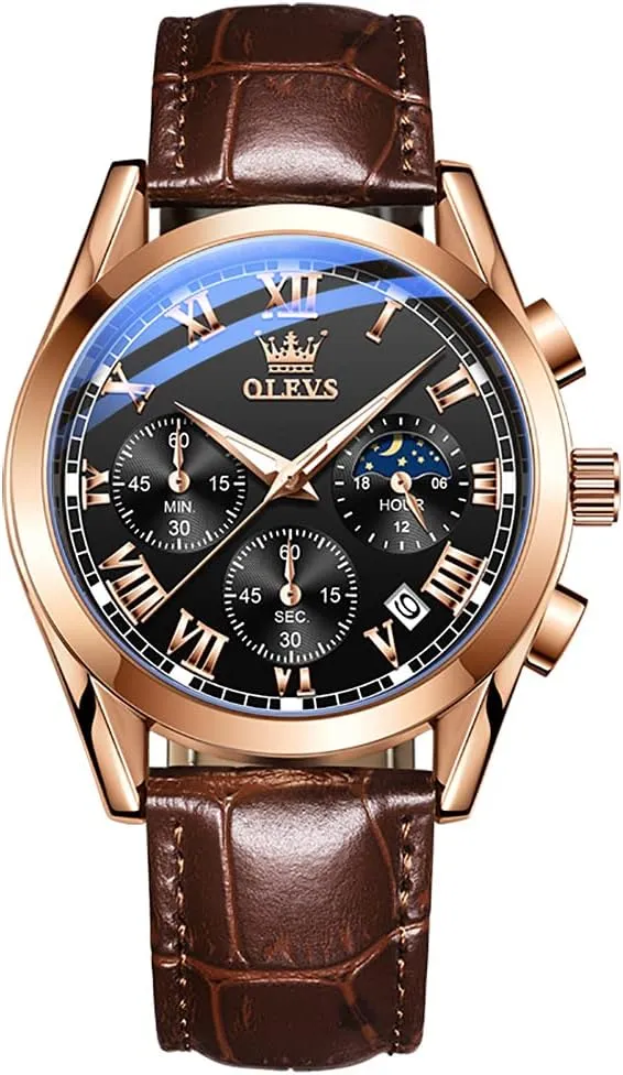 Waterproof again approach Leather Watch Quartz Watches with Day Date,Gifts OLEVS Watches 