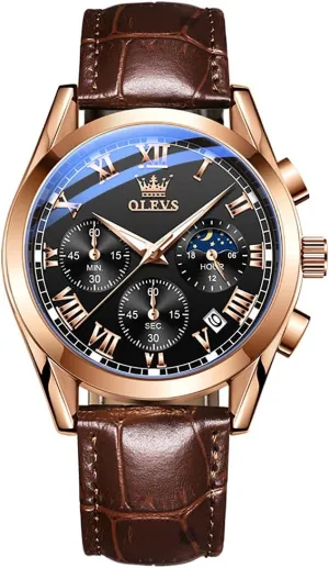 Waterproof again approach Leather Watch Quartz Watches with Day Date,Gifts OLEVS Watches 